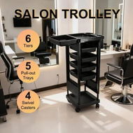 Detailed information about the product 6 Tier Hair Salon Trolley Spa Beauty Parlor Hairdressing Tool Rolling Storage Cart Trays Mobile Work Station for Barber Stylist Tattoo Nail Shop Club