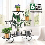 Detailed information about the product 6 Tier Metal Plant Stand Flower Plant Pot Stand Shelf Black