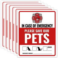 Detailed information about the product 6 x Pet Alert Stickers for House (4x5 inch) - Self-Adhesive Rescue our Pets window sticker - UV resistant,waterproof,Anti Scratch Pet Inside Fire Sticker - Rescue our pets decal