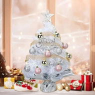 Detailed information about the product 60 cm Small Mini Table top Christmas Tree with LED Lights, Christmas Tree Decorated Gift Boxes and Hanging Ornaments for DIY Christmas Decoration, White