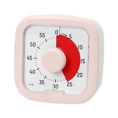 60 Minute Visual Timer, Visual Countdown Timer for Kids, Silent Countdown Time Management Tool for Home Office, Pink