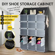 Detailed information about the product 60 Pairs Stackable Shoe Storage Box Organiser Cube DIY Shoe Cabinet Rack Shelf 30 Tier Black