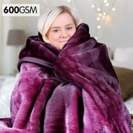 Detailed information about the product 600GSM Large Double-Sided Faux Mink Blanket - Purple