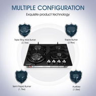 Detailed information about the product 60cm NG Or LPG 4-burner Gas Cooktop Hob Easy-cleaning Stove With SAI Safety Certification.