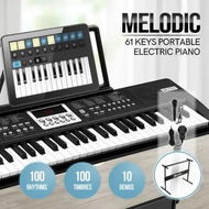 Detailed information about the product 61 Key Electronic Keyboard Portable Standard Piano Music Instrument with Microphone Adjustable Stand Power Adapter Black