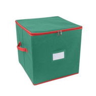 Detailed information about the product 64 slots Christmas Ornament Storage Box with Adjustable Dividers, Oxford Holiday Ornament Storage Container Zipper 33x33x33cm Green