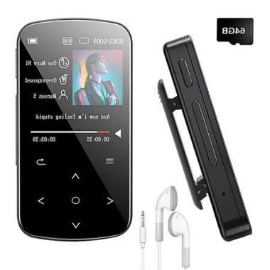 64GB MP3 Player with 5.2 Bluetooth, 1.5 Touch Screen, Sensitive Touch Button, and Pedometer Function Card Reader for Sports and Fitness