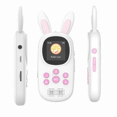 64GB Music MP3 Player for Kids, Cute Bunny Kids Music MP3 Player with Bluetooth, MP3 and MP4 Players with Speaker, Pink