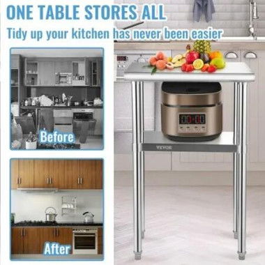 650x457mm Stainless Steel Work Prep Table Commercial Food Prep Table