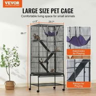 Detailed information about the product 69' Metal Small Animal Cage 4-Tier Rolling Ferret Cage with Tray 3 Ramps