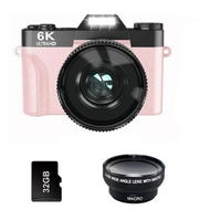 Detailed information about the product 6K Digital Camera for Photography, 64MP Vlogging Camera for YouTube with 3 Inch 180 Degree Flip Screen, with 32GB TF Card, Pink