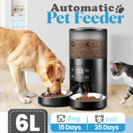 Detailed information about the product 6L Automatic Pet Feeder Auto Timed Dog Cat Dry Food Dispenser Smart Puppy Feeding 2 Way Splitter 2 Bowls Touch Screen Voice Recorder
