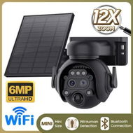 Detailed information about the product 6MP Security Solar Cameras Wireless Outdoor 12X Zoom WiFi Battery Powered 355 Degree with PIR Motion Detection,Color Night Vision,Spotlight Siren