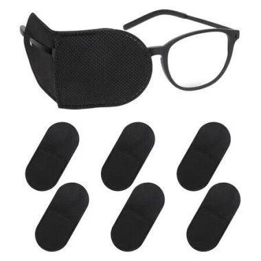 6Pcs Glasses Eye Patch Black Eye Patch, Reusable Lazy Eye Patch, Medical Eye Patches for Men Women to Treat Lazy Eye Amblyopia Strabismus