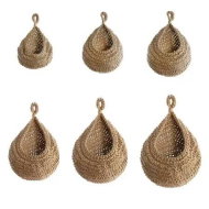 Detailed information about the product 6PCS Hemp Rope Boho Teardrop Hanging Fruit Baskets for Kitchen Handwoven Wall Planters Hooks Green Basket Decor Vegetable Storage Bag