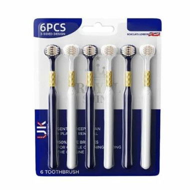 6pcs Soft 3 Sided Toothbrush Adults Soft Hair Brush Head Teeth Protection Tongue Cleaning Couple Style Christmas Gift Random Color sent