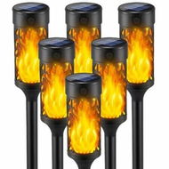 Detailed information about the product 6Pcs Solar Lights Outdoor,Solar Tiki Torches with Flickering Flame,Halloween Solar Lights,Solar Powered Outdoor Lights,LED Solar Garden Lights for Halloween Decorations