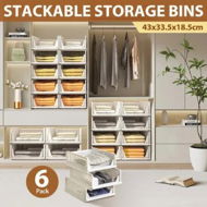 Detailed information about the product 6pcs Storage Boxes Plastic Stackable Shoe Container Handbag Closet Clothes Organizer Foldable Drawers Shelf Baskets