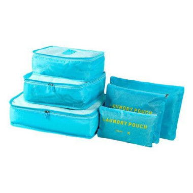 6 Pcs Travel Luggage Packing Organizer Packing Cubes Luggage Organizer Bag (Blue)