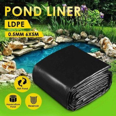 6x5m Pond Liner Fish Pool Waterfall Water Garden Black Skin Pad LDPE Reservoir Fountain Landscaping Heavy Duty 0.5mm