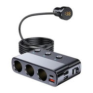 Detailed information about the product 7 in 1 Cigarette Lighter Splitter, 3 Socket Car Charger Adapter, Type-C QC3.0 PD 30W Charging, Dual USB Charging Ports, 1 Meters Cable