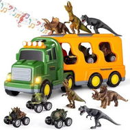 Detailed information about the product 7-in-1 Dino Truck Toys for Kids with Lights Music Transport Car Dino Figures Monster Cars Friction Power Toy Vehicle Play Set