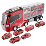 Detailed information about the product 7-in-1 Kids Cargo Truck Car Carrier Toy Set with 6 Small Cars with Lights and Sounds for Children Gift (Red)