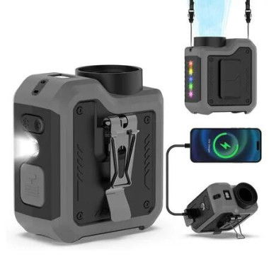 7 in 1 Multi Use Portable Turbo Fan, 10000mAh Personal Powerful Cooling Rechargeable fan,Wearable Belt Clip Fans for Waist Neck, Grey