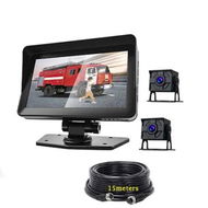 Detailed information about the product 7 Inch HD720P Wired Backup Camera System with Touch Screen Monitor, 2 Wired Rear View Cameras, Backup Camera for Trucks, RVs, Trailers, Skid Steer