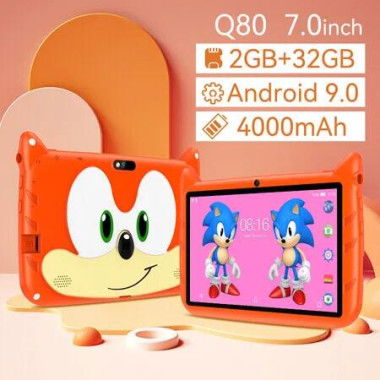 7-Inch Kids Tablet with Android, 2GB RAM, 32GB Storage, and Educational Features in Vibrant Orange