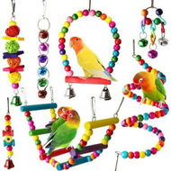 Detailed information about the product 7 Pcs Bird Parakeet Cockatiel Toys Hanging Bell Pet Bird Cage Hammock Swing Climbing Ladders Chewing Toy for Conures Love Birds