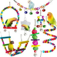 Detailed information about the product 7 Pcs Bird Parakeet Cockatiel Toys Hanging Bell Pet Bird Cage Hammock Swing Climbing Ladders Mirror Chewing Toy for Budgerigar Conures