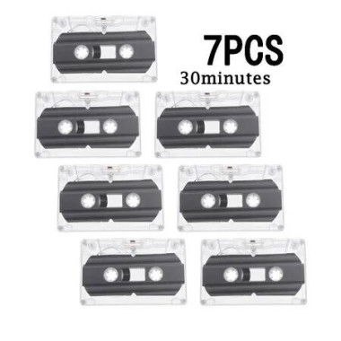 7 Pcs Blank Cassette Tapes 30 Minute Recordable Clear Audio Cassette Tape for Speech Music Recording, Audio Tapes