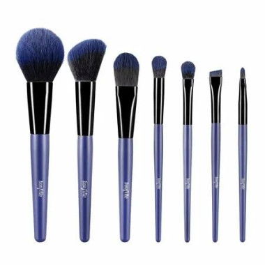 7 Pcs Makeup Brushes Kit Cosmetic Eye Shadow Lip Liner Blending Beauty Set, Blue