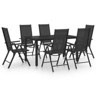 Detailed information about the product 7 Piece Garden Dining Set Aluminium Black