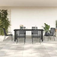 Detailed information about the product 7 Piece Garden Dining Set Black Steel and Textilene