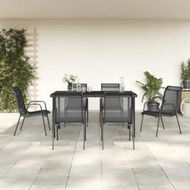 Detailed information about the product 7 Piece Garden Dining Set Black Steel and Textilene