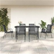 Detailed information about the product 7 Piece Garden Dining Set Black Steel and Textilene