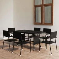 Detailed information about the product 7 Piece Garden Dining Set Poly Rattan Black