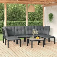 Detailed information about the product 7 Piece Garden Lounge Set Black and Grey Poly Rattan