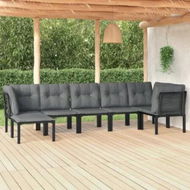 Detailed information about the product 7 Piece Garden Lounge Set Black and Grey Poly Rattan