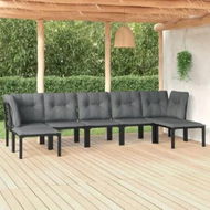 Detailed information about the product 7 Piece Garden Lounge Set Black and Grey Poly Rattan