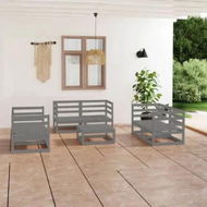 Detailed information about the product 7 Piece Garden Lounge Set Grey Solid Pinewood