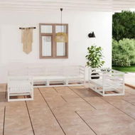 Detailed information about the product 7 Piece Garden Lounge Set White Solid Pinewood