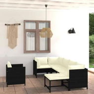 Detailed information about the product 7 Piece Garden Lounge Set with Cushions Poly Rattan Black