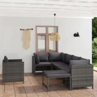 Detailed information about the product 7 Piece Garden Lounge Set with Cushions Poly Rattan Grey