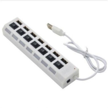 7-Port USB Hub With ON/OFF Switch - White.