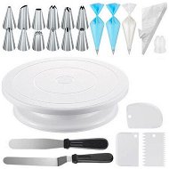Detailed information about the product 71 PCS Cake Decorating Supplies Kit with Cake Turntable,12 Icing Piping Tips,2 Spatulas,3 Icing Comb Scraper,50+2 Piping Bags and 1 Coupler for Baking