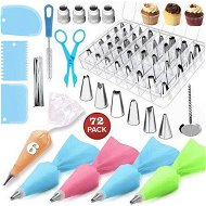 Detailed information about the product 72PCS Piping Nozzle, Cake Decorating Supplies Kit, Stainless Nozzle Tip with Cream Pastry Bag, Smoother, and Adapter, Baking Supplies for Cake DIY, Pastry Making, Dessert Decorating
