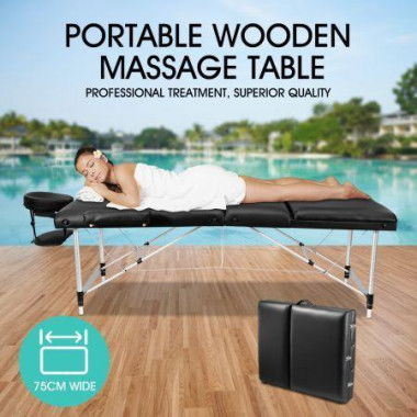 75cm Width Foldable Height Adjustable Massage Table Bed Padded With 6cm Thick Foam Portable Easy Carry.